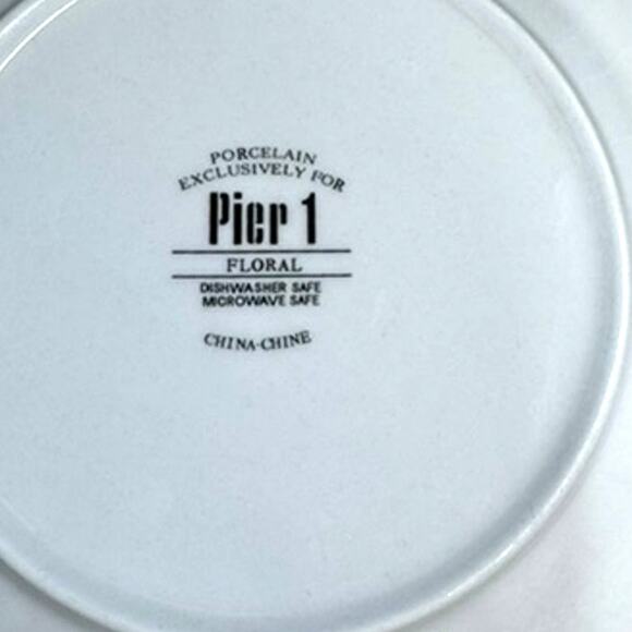 Pier 1 Imports, Dessert Plate, Porcelain, Floral poppy, SOLD SEPARATELY - Picture 3 of 5